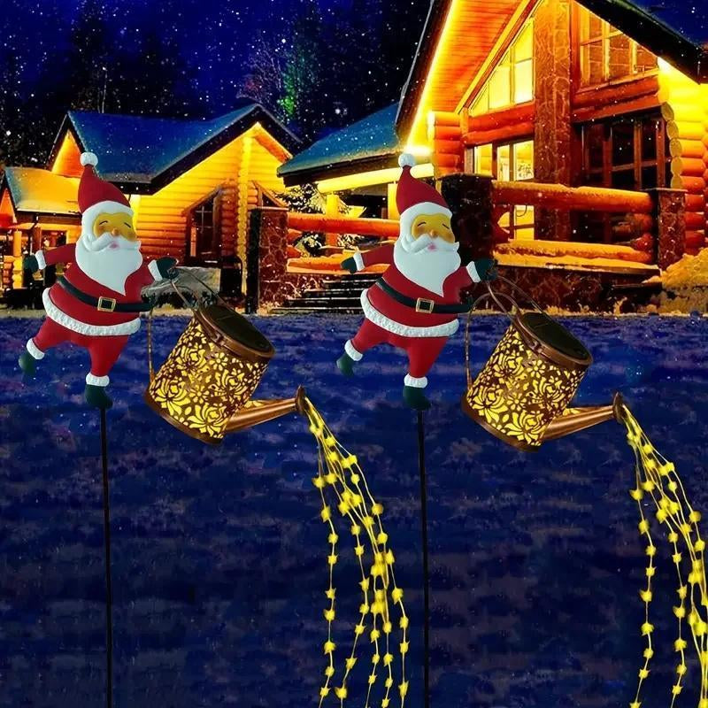 Christmas Solar Kettle Lights Garden Lawn Decorative Santa Kettle Ground Lamp Eco-Friendly Festive Design Solar Night Lights for Outdoor Garden Decor Unisex