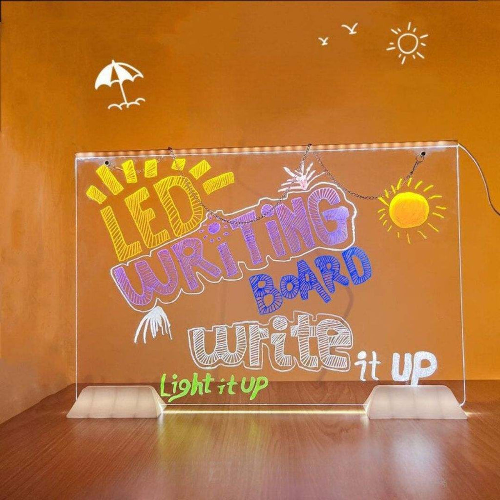LED Acrylic Drawing Board - Rewritable Children's Message Lamp with 7 Colorful Pens