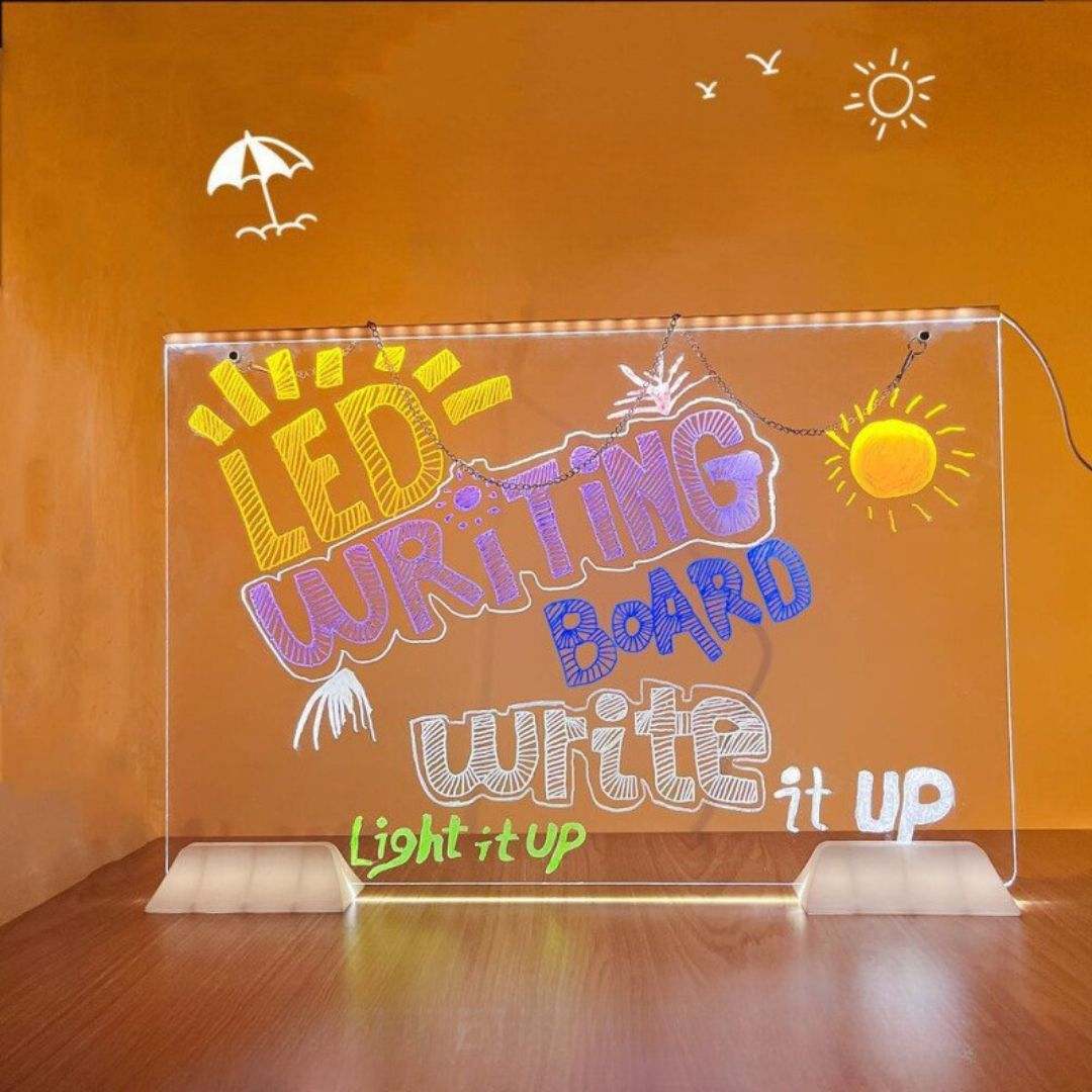 LED Acrylic Drawing Board - Rewritable Children's Message Lamp with 7 Colorful Pens