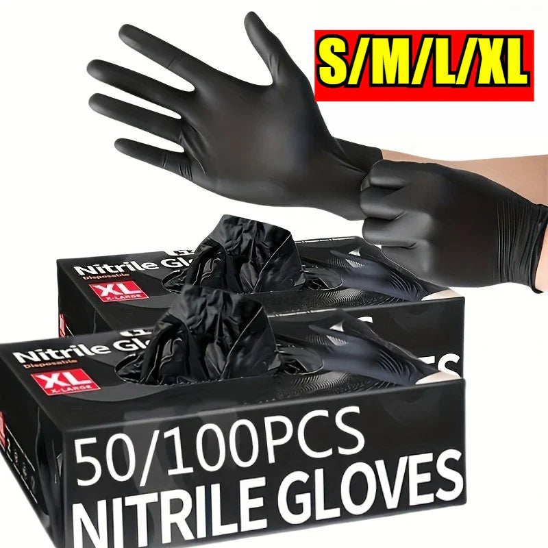 Disposable Nitrile Gloves – Waterproof Black Kitchen & Household Cleaning Gloves