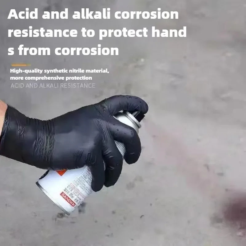 Disposable Nitrile Gloves – Waterproof Black Kitchen & Household Cleaning Gloves