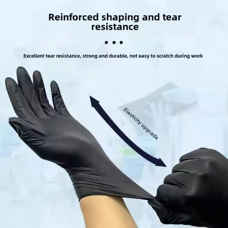 Disposable Nitrile Gloves – Waterproof Black Kitchen & Household Cleaning Gloves