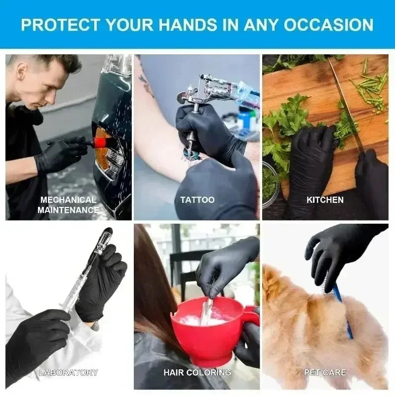 Disposable Nitrile Gloves – Waterproof Black Kitchen & Household Cleaning Gloves