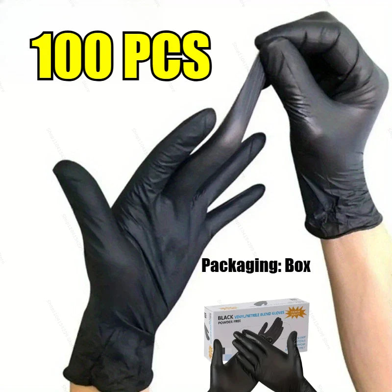 Disposable Nitrile Gloves – Waterproof Black Kitchen & Household Cleaning Gloves