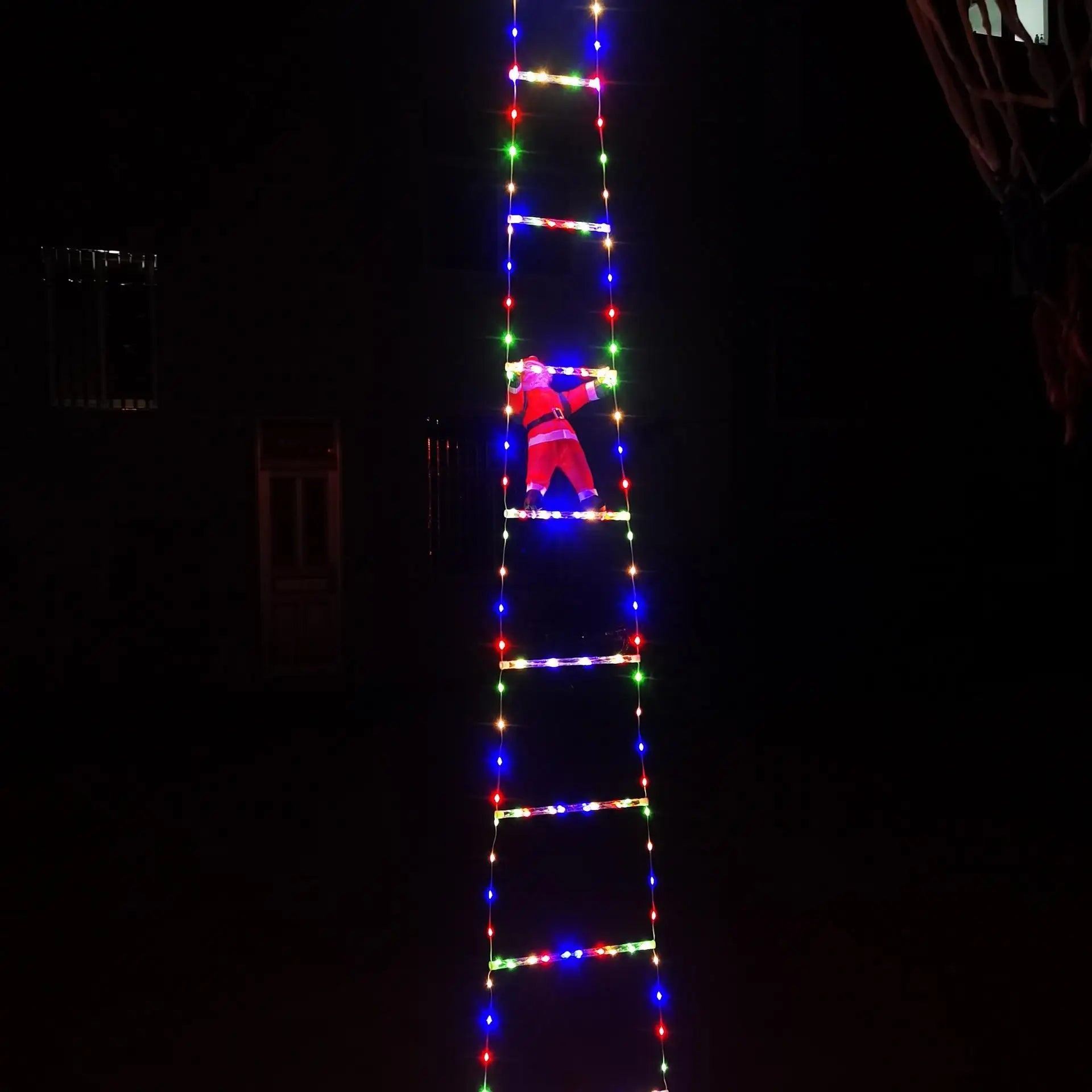 Santa Claus Climbing Ladder