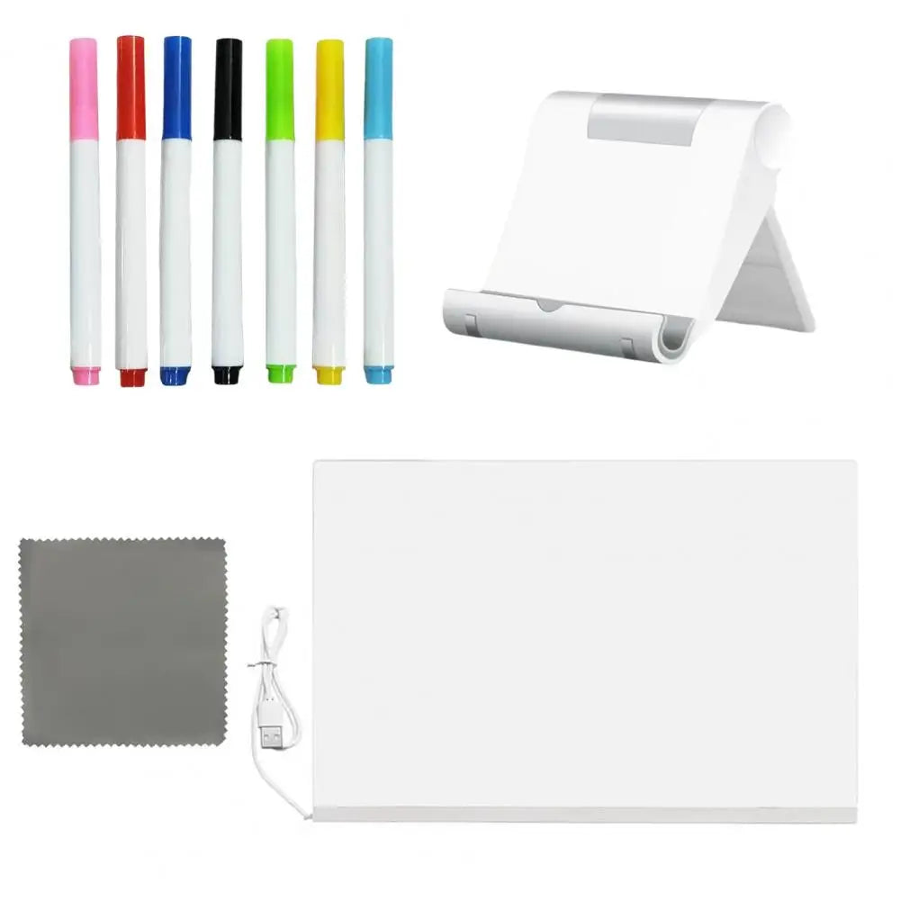 LED Acrylic Drawing Board - Rewritable Children's Message Lamp with 7 Colorful Pens