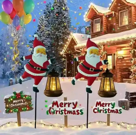 Christmas Solar Kettle Lights Garden Lawn Decorative Santa Kettle Ground Lamp Eco-Friendly Festive Design Solar Night Lights for Outdoor Garden Decor Unisex