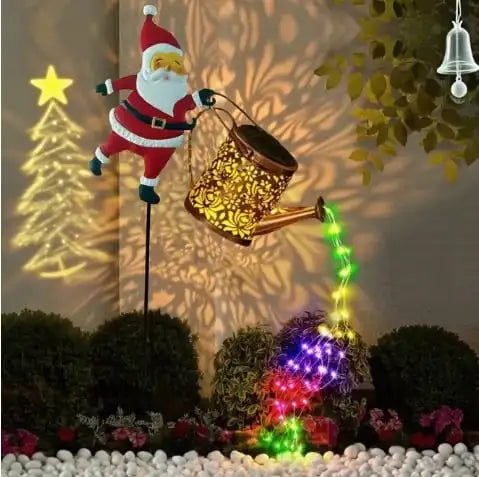 Christmas Solar Kettle Lights Garden Lawn Decorative Santa Kettle Ground Lamp Eco-Friendly Festive Design Solar Night Lights for Outdoor Garden Decor Unisex