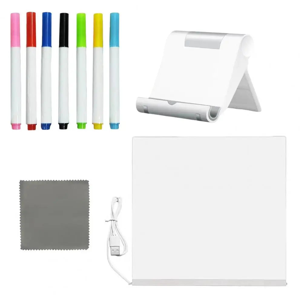 LED Acrylic Drawing Board - Rewritable Children's Message Lamp with 7 Colorful Pens