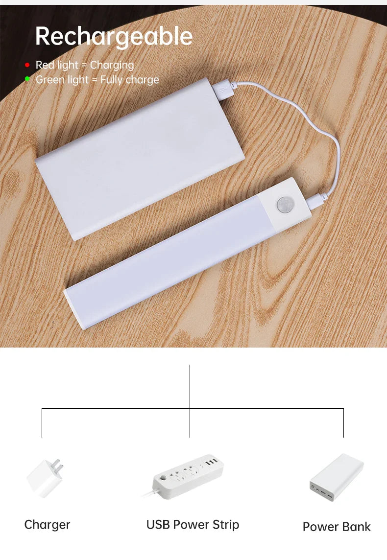 Motion Sensor Wireless LED Night Light USB Rechargeable