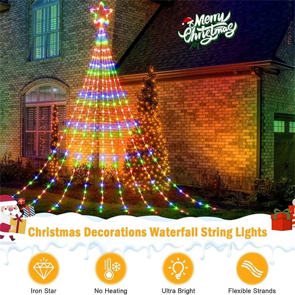 LED Outdoor Christmas Tree Lights – Waterproof Fairy String Lights (USB • 8 Modes • 2–3m)