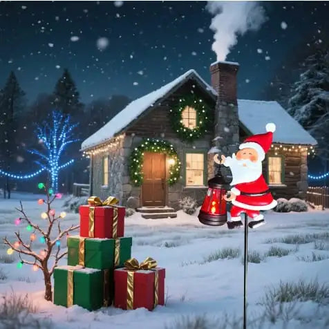 Christmas Solar Kettle Lights Garden Lawn Decorative Santa Kettle Ground Lamp Eco-Friendly Festive Design Solar Night Lights for Outdoor Garden Decor Unisex