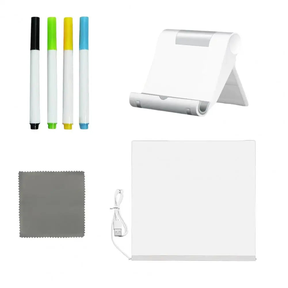 LED Acrylic Drawing Board - Rewritable Children's Message Lamp with 7 Colorful Pens