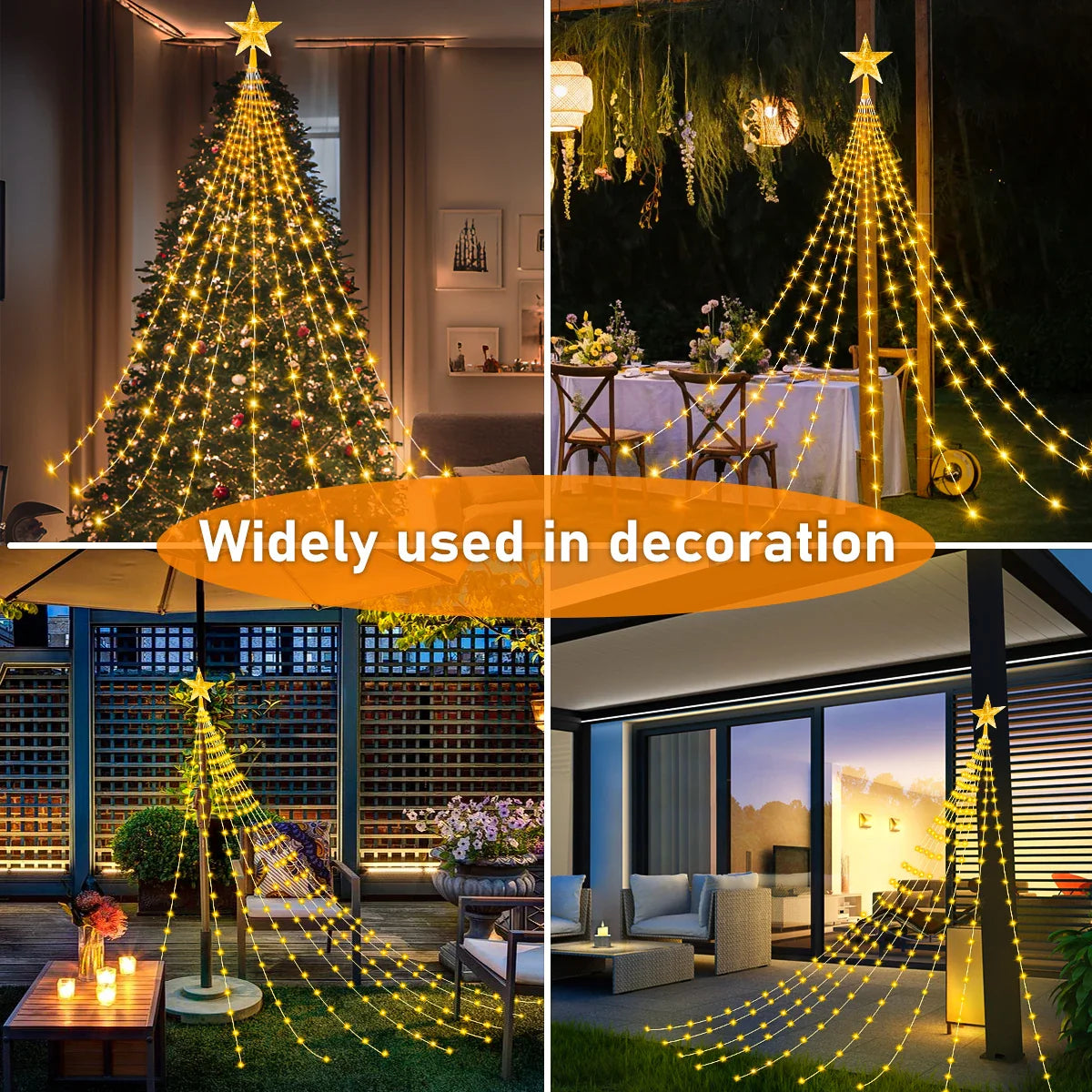 LED Outdoor Christmas Tree Lights – Waterproof Fairy String Lights (USB • 8 Modes • 2–3m)