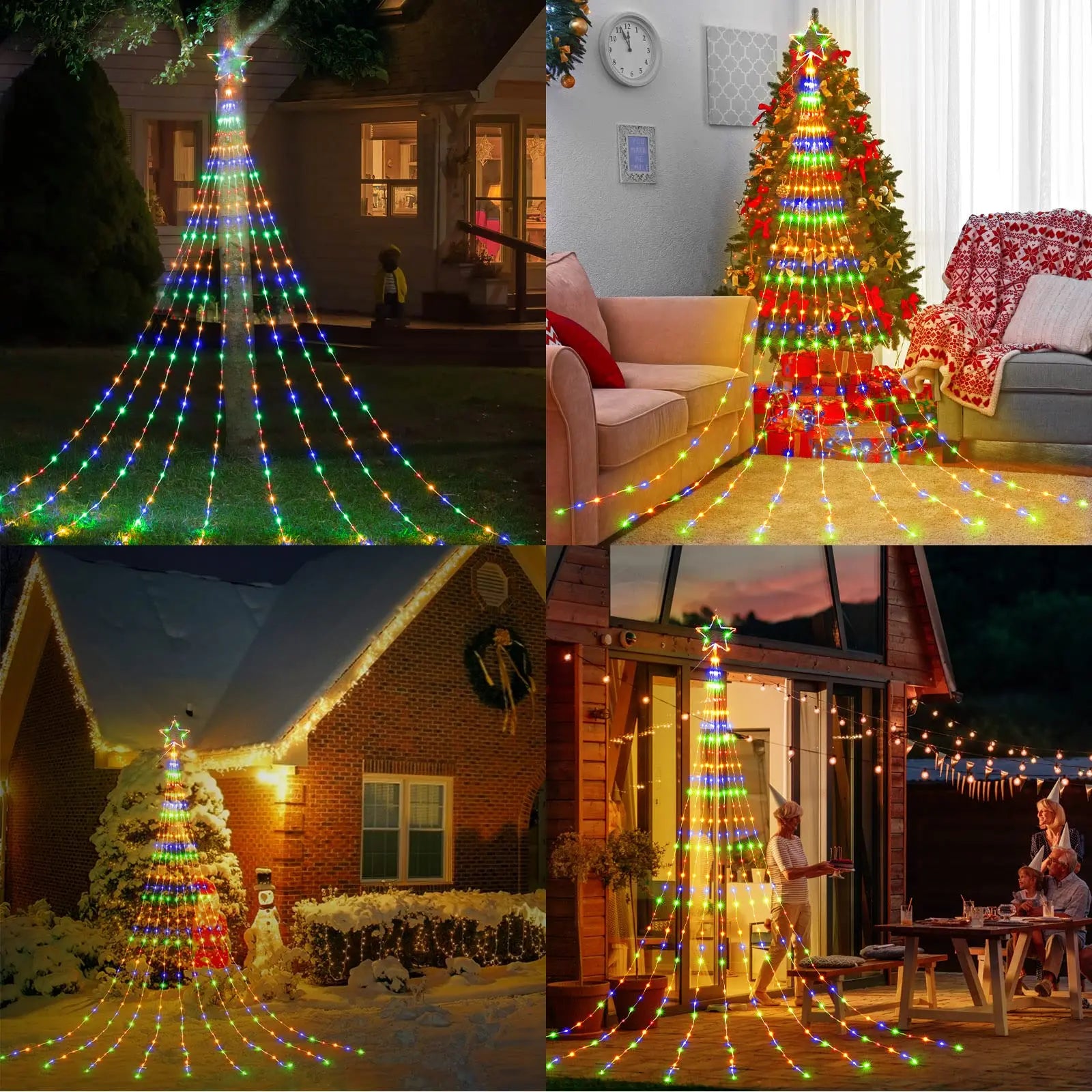 LED Outdoor Christmas Tree Lights – Waterproof Fairy String Lights (USB • 8 Modes • 2–3m)